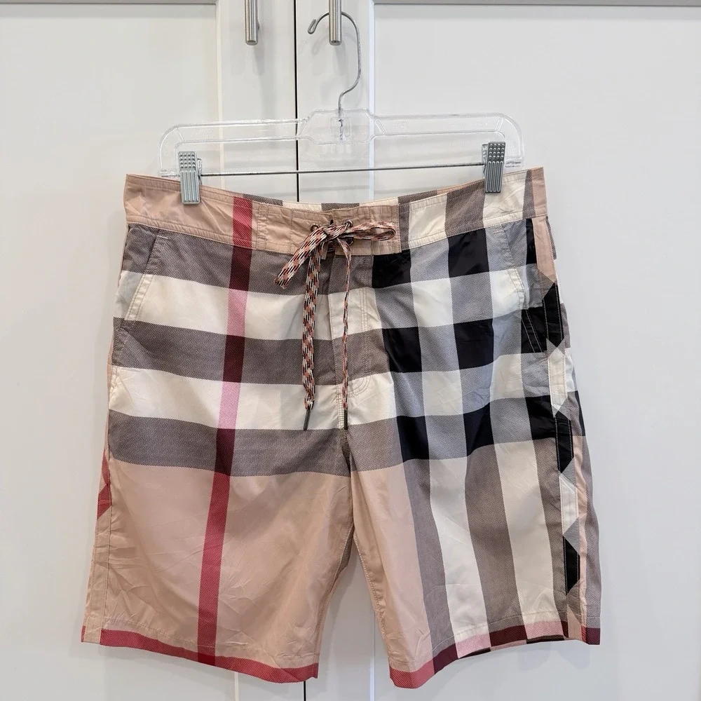 Burberry Men's Nova Check Swim Shorts Board Shorts Drawstring Size M